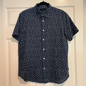 John Varvatos Dark Blue Geometric Star Shirt